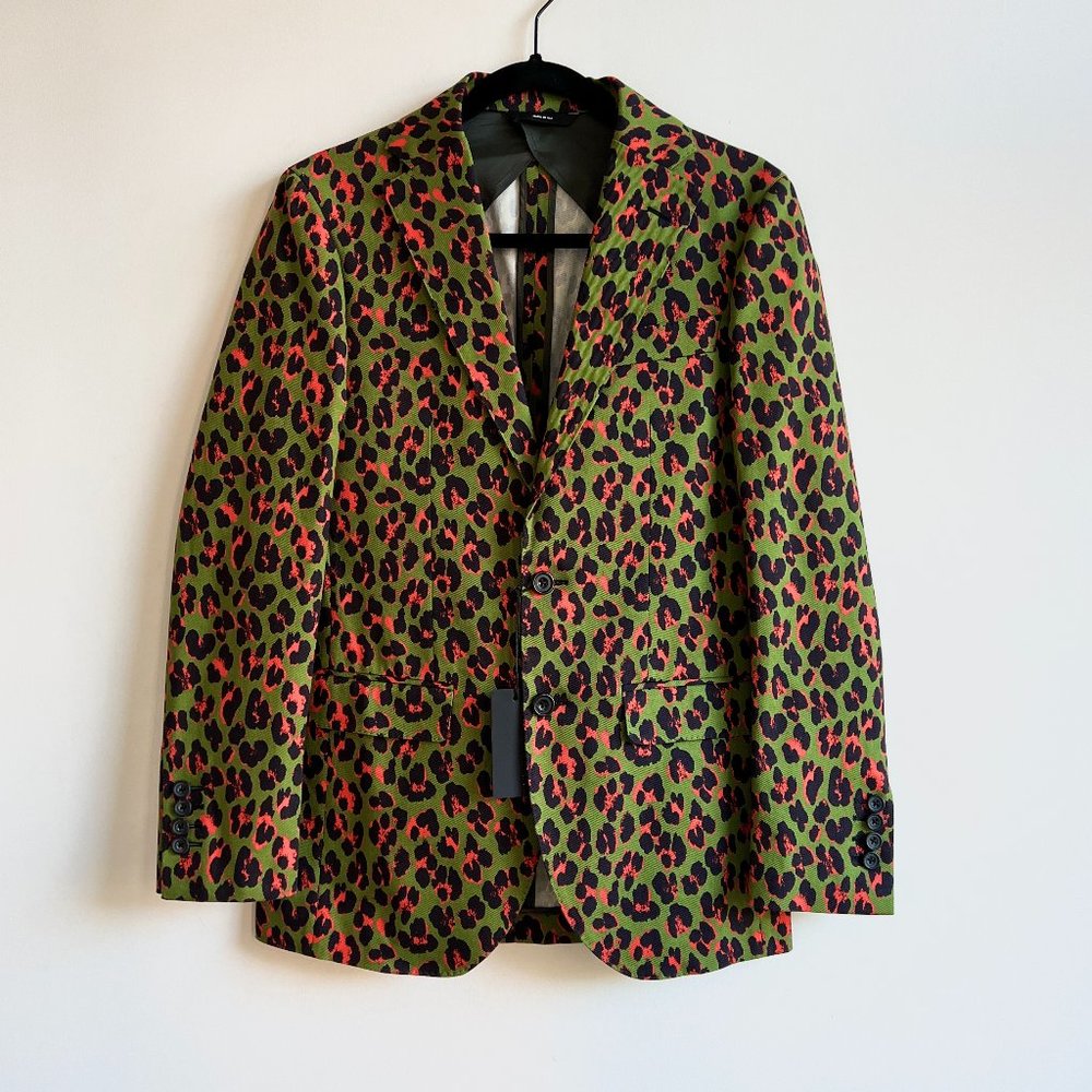 R13 x The Kills Alison Mosshart collab green orange leopard print blazer jacket